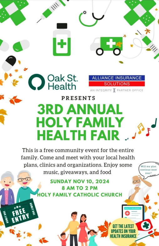 Oak St. Health - Holy Family Catholic Church - 3rd Annual Health Fair - Sacred Patterns Acupuncture - Dr. Andrew Moser, DOM, MBA - November 2024