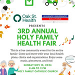 Oak St. Health - Holy Family Catholic Church - 3rd Annual Health Fair - Sacred Patterns Acupuncture - Dr. Andrew Moser, DOM, MBA - November 2024