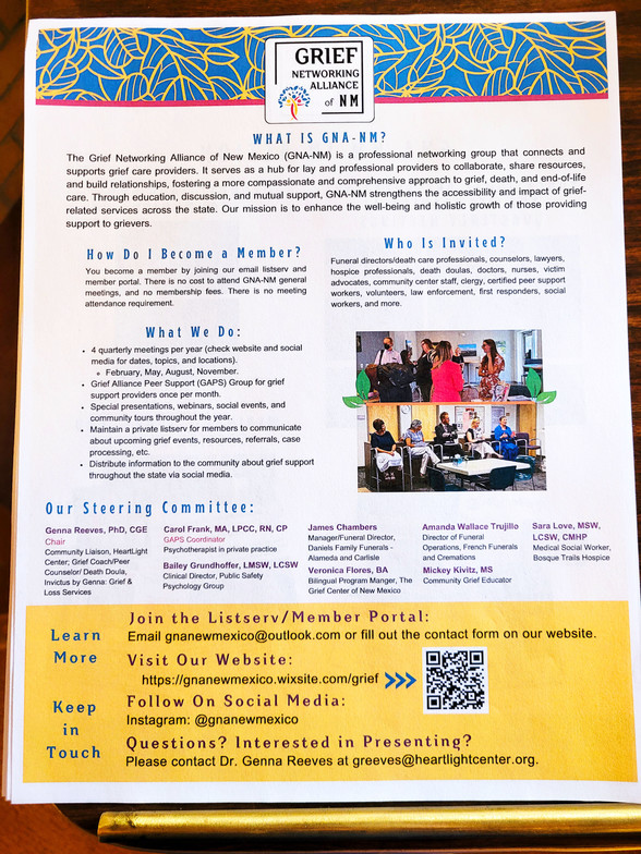 Grief and Loss Resource Fair for Professionals, Sacred Patterns Acupuncture, Dr. Andrew Moser, DOM, MBA, Albuquerque, NM, May 2025